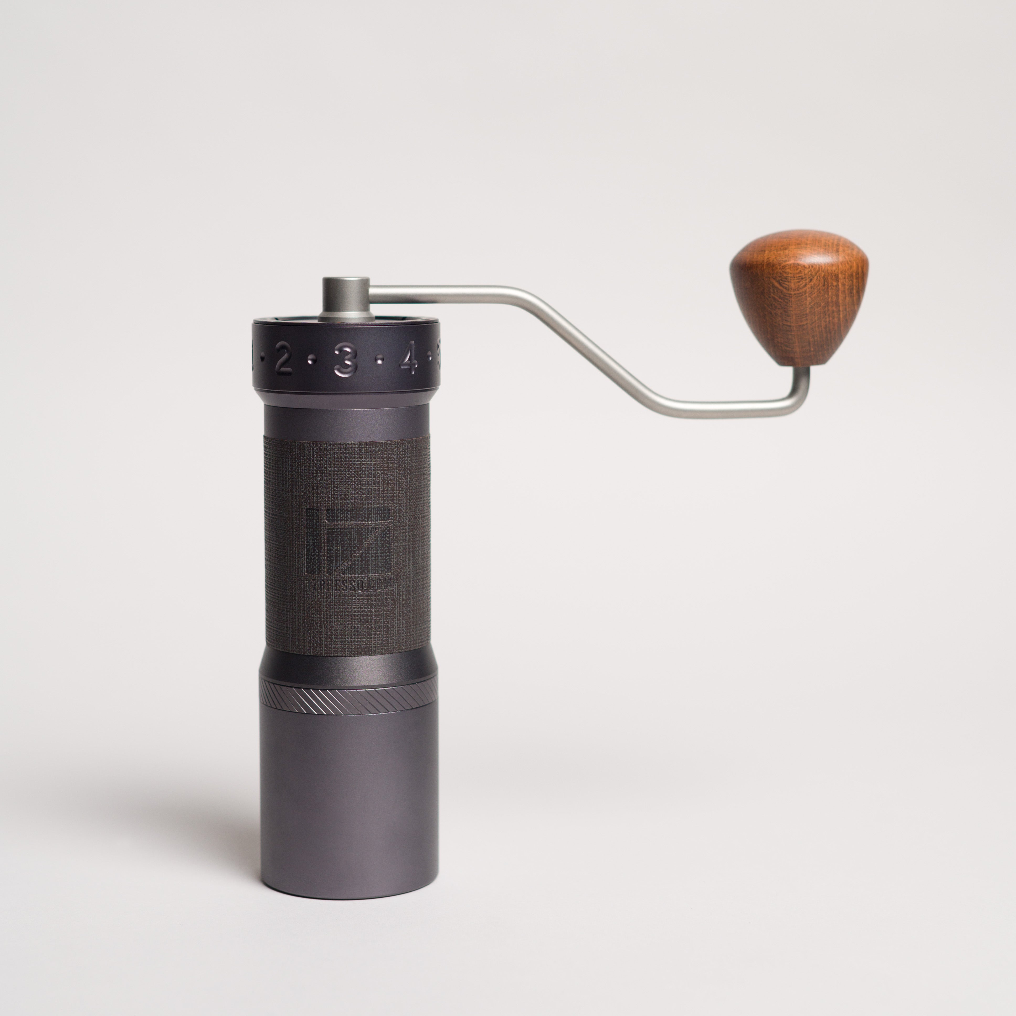 K-Max hand grinder, manual grinder. Dark grey hand grinder